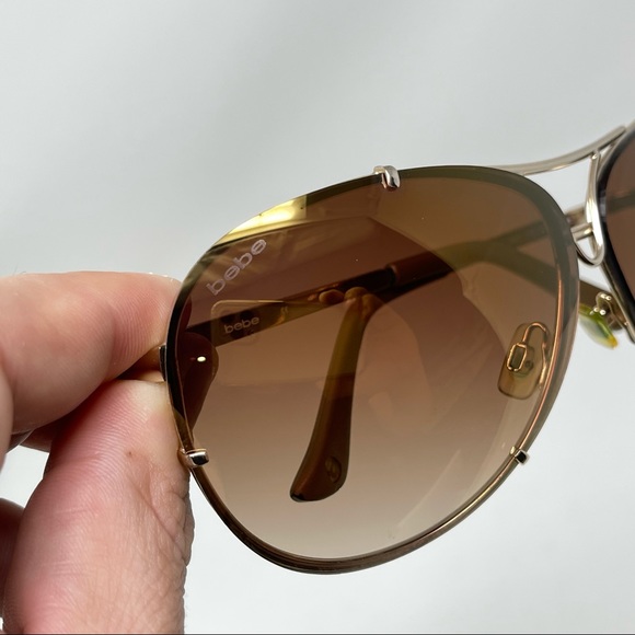 Bebe Sunglasses Aviator BB 7032  Womens Eyewear Fashion Oversized Gold Brown - Picture 13 of 14